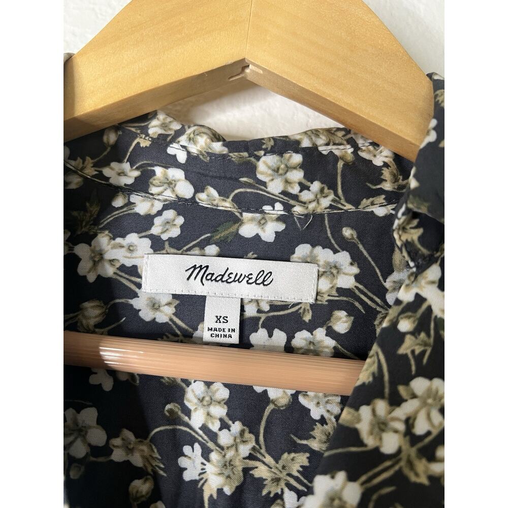 Madewell Easy Long Sleeve Grey Floral Top Size XS Cottagecore Boho - Picture 2 of 6
